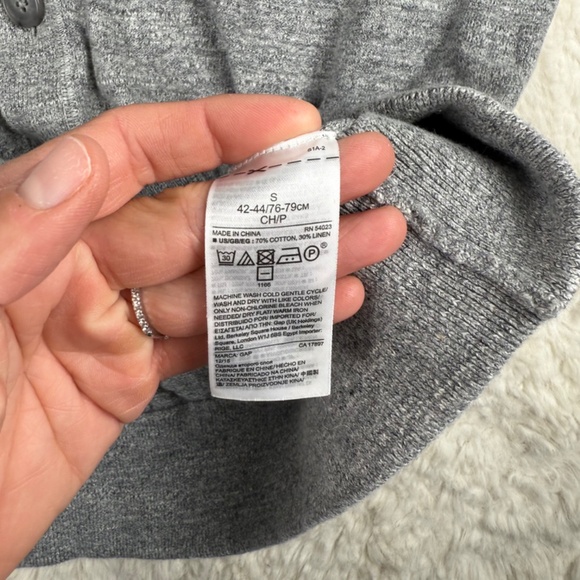 Gap Linen Blend Button Up Cardigan Sweater V-Neck Heather Grey Men's Small - Picture 6 of 8